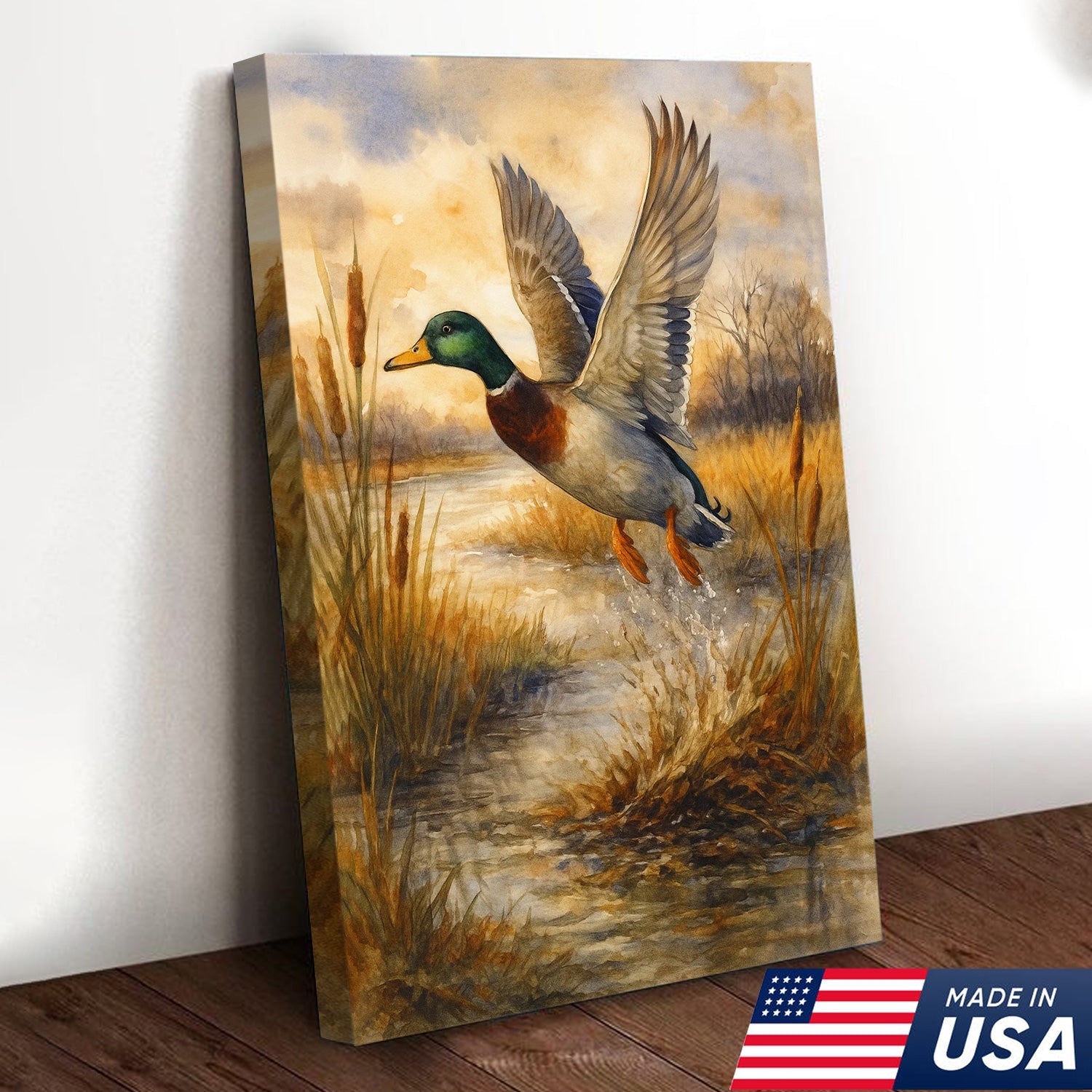 Set of 4 Hunting & Wildlife Canvas Wall Art – Bass, Deer, Turkey & Mallard