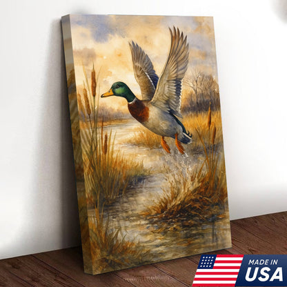 Set of 4 Hunting & Wildlife Canvas Wall Art – Bass, Deer, Turkey & Mallard