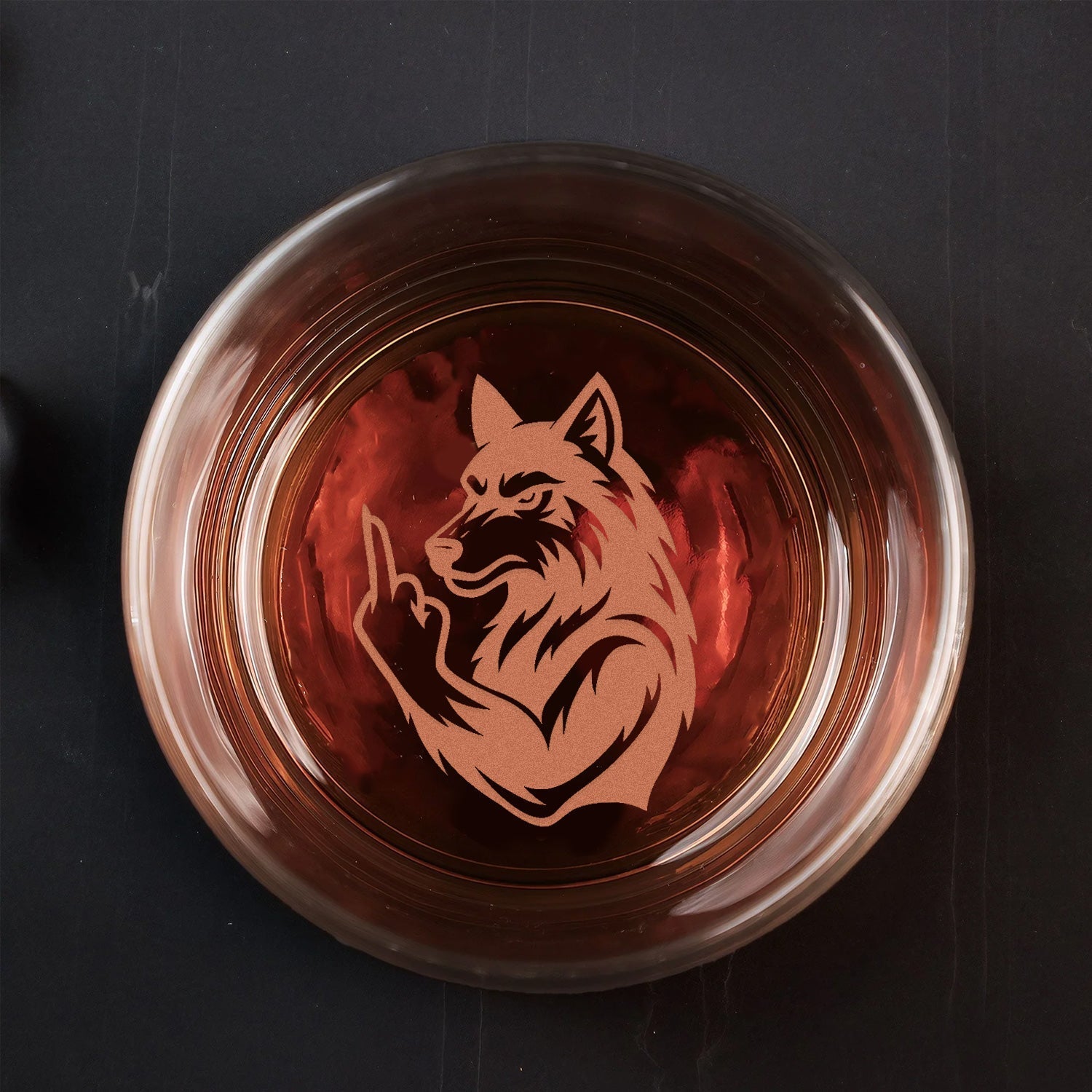 Savage Wolf Engraved Whiskey Glass – Funny Funny Finger Whiskey Glass for Badass Men & Hunters