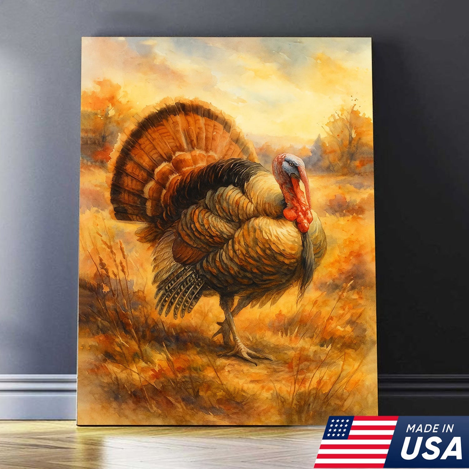 Set of 4 Hunting & Wildlife Canvas Wall Art – Bass, Deer, Turkey & Mallard