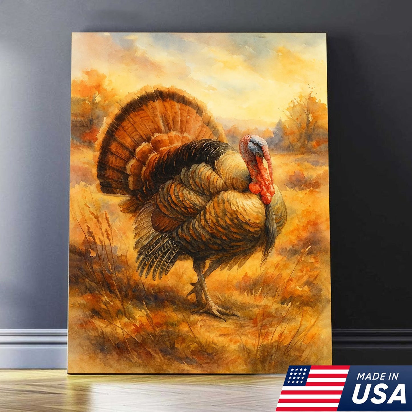 Set of 4 Hunting & Wildlife Canvas Wall Art – Bass, Deer, Turkey & Mallard