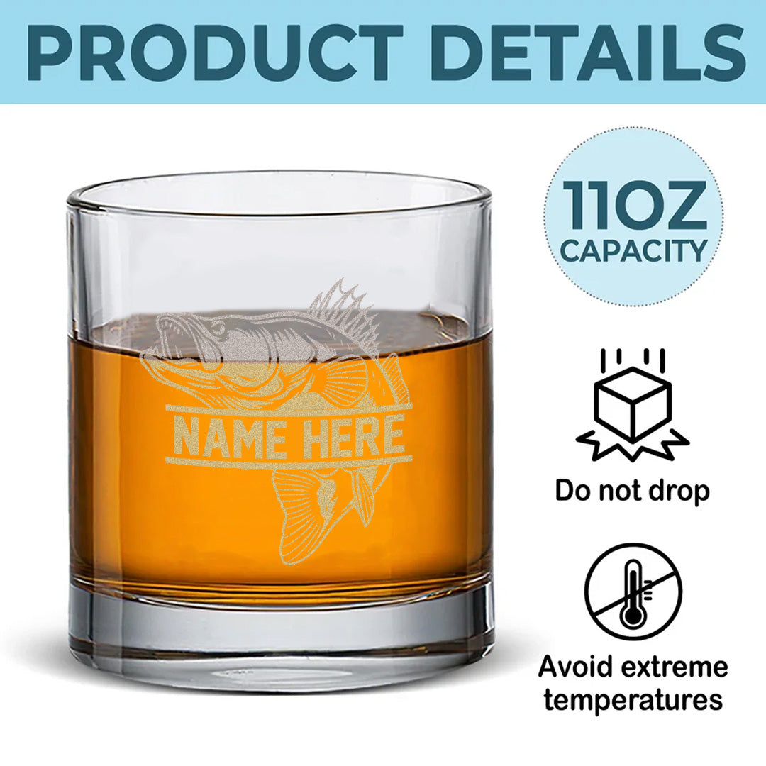 Personalized Fishing Whiskey Glass, Custom Engraved Bass Whiskey Glass Gift for Fishermen 2025