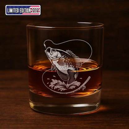 Fishing Engraved Whiskey Glass, Custom Rocks Glass Gift for Fisherman, Outdoor Barware