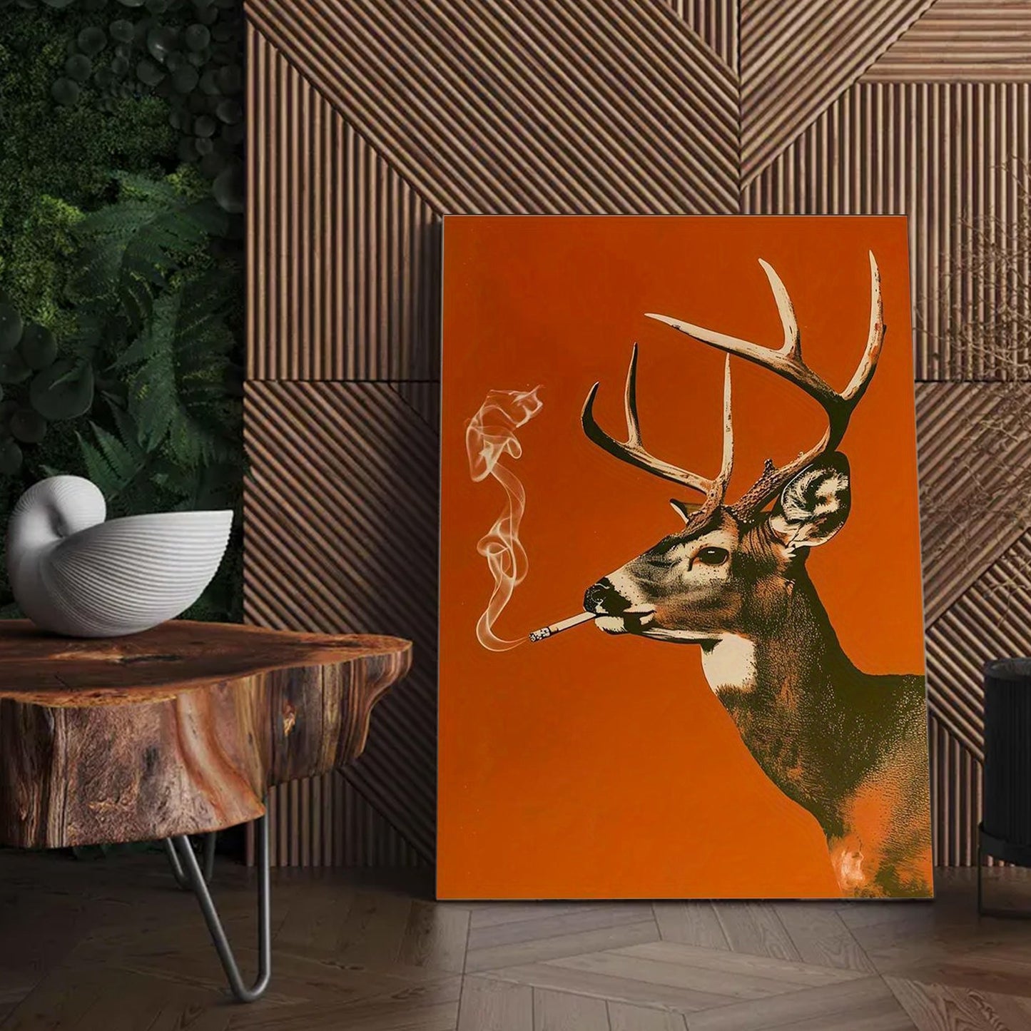 Smoking Buck Deer Canvas – Funny Hunting Wall Art for Man Caves - Gift for Hunters
