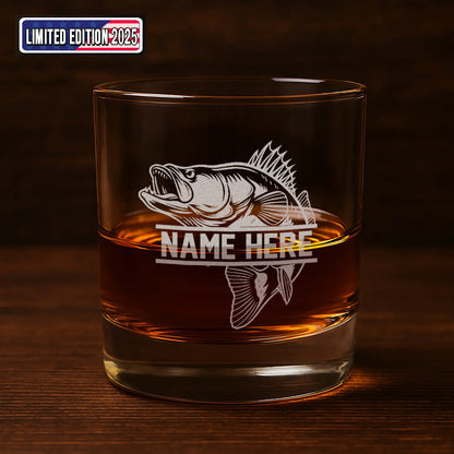 Personalized Fishing Whiskey Glass, Custom Engraved Bass Whiskey Glass Gift for Fishermen 2025