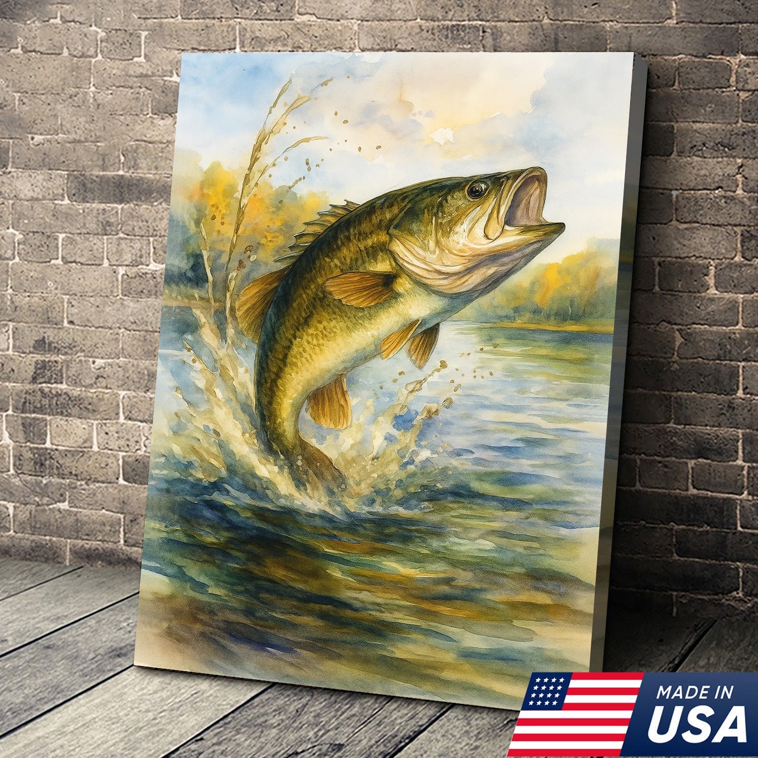 Set of 4 Hunting & Wildlife Canvas Wall Art – Bass, Deer, Turkey & Mallard
