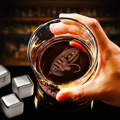 Fly Fishing Engraved Whiskey Glass – Whiskey Glass for Men, Fishermen & Drinking Lovers