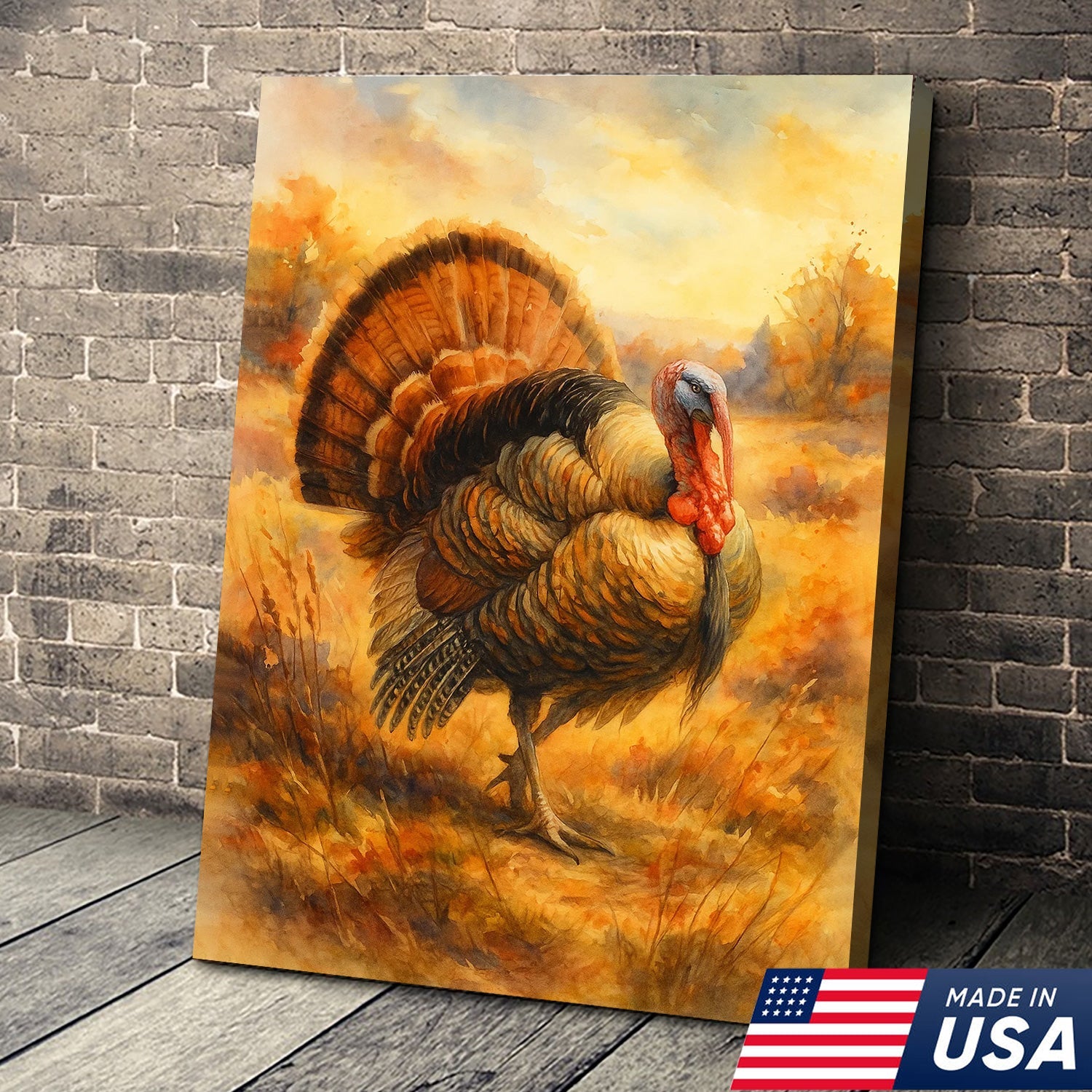 Set of 4 Hunting & Wildlife Canvas Wall Art – Bass, Deer, Turkey & Mallard