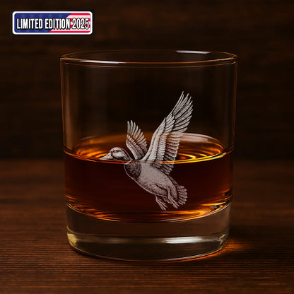 Duck Hunting Whiskey Glass – Custom Engraved Flying Duck Whiskey Glass Gift for Waterfowl Hunters 2025