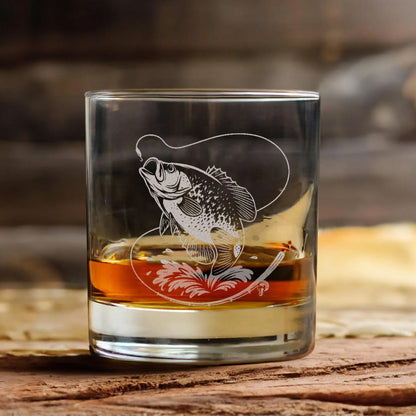 Fishing Engraved Whiskey Glass, Custom Rocks Glass Gift for Fisherman, Outdoor Barware
