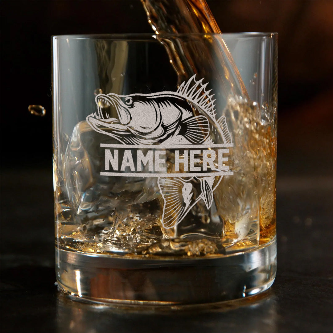 Personalized Fishing Whiskey Glass, Custom Engraved Bass Whiskey Glass Gift for Fishermen 2025