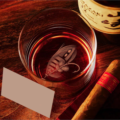 Fly Fishing Engraved Whiskey Glass – Whiskey Glass for Men, Fishermen & Drinking Lovers