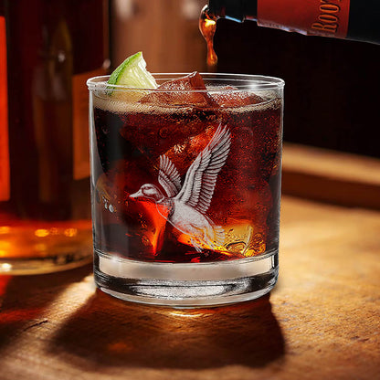 Duck Hunting Whiskey Glass – Custom Engraved Flying Duck Whiskey Glass Gift for Waterfowl Hunters 2025