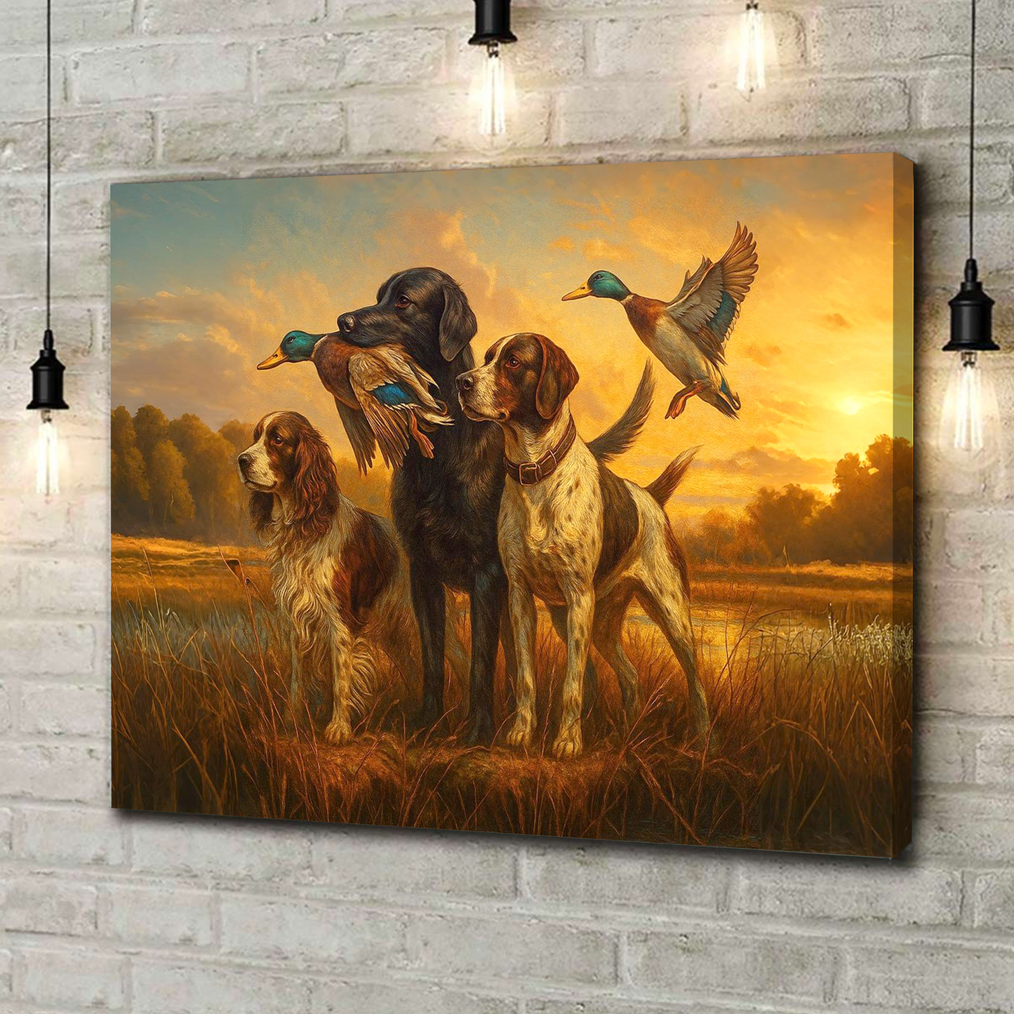 Duck Hunting Dogs Canvas Wall Art, Rustic Hunting Home Decor, Perfect Gift for Hunters