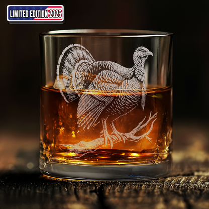 Turkey Whiskey Glass, Custom Engraved Rocks Glass, Rustic Hunting Gift for Outdoorsmen & Drinking Lovers