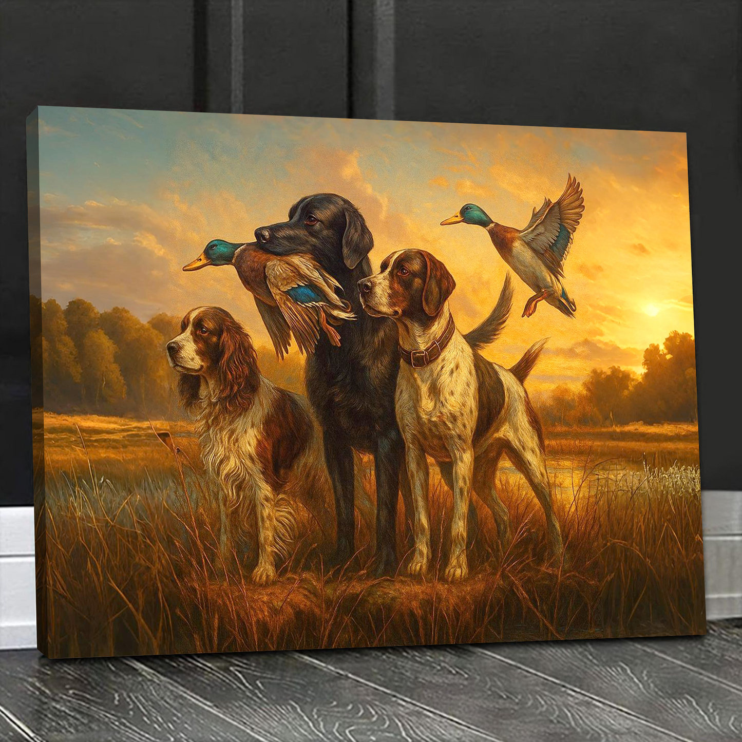 Duck Hunting Dogs Canvas Wall Art, Rustic Hunting Home Decor, Perfect Gift for Hunters