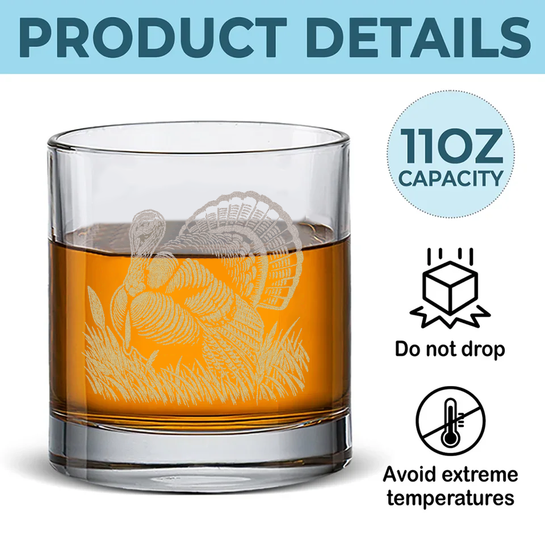 Turkey Hunting Engraved Whiskey Glass, Hunting Gift for Men, Rustic Barware 2025 Limited Edition