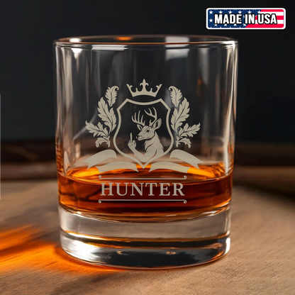 Luxury Hunter’s Whiskey Decanter & Glass Set – Engraved Deer Glassware, Unique Gift for Men & Hunting Lovers