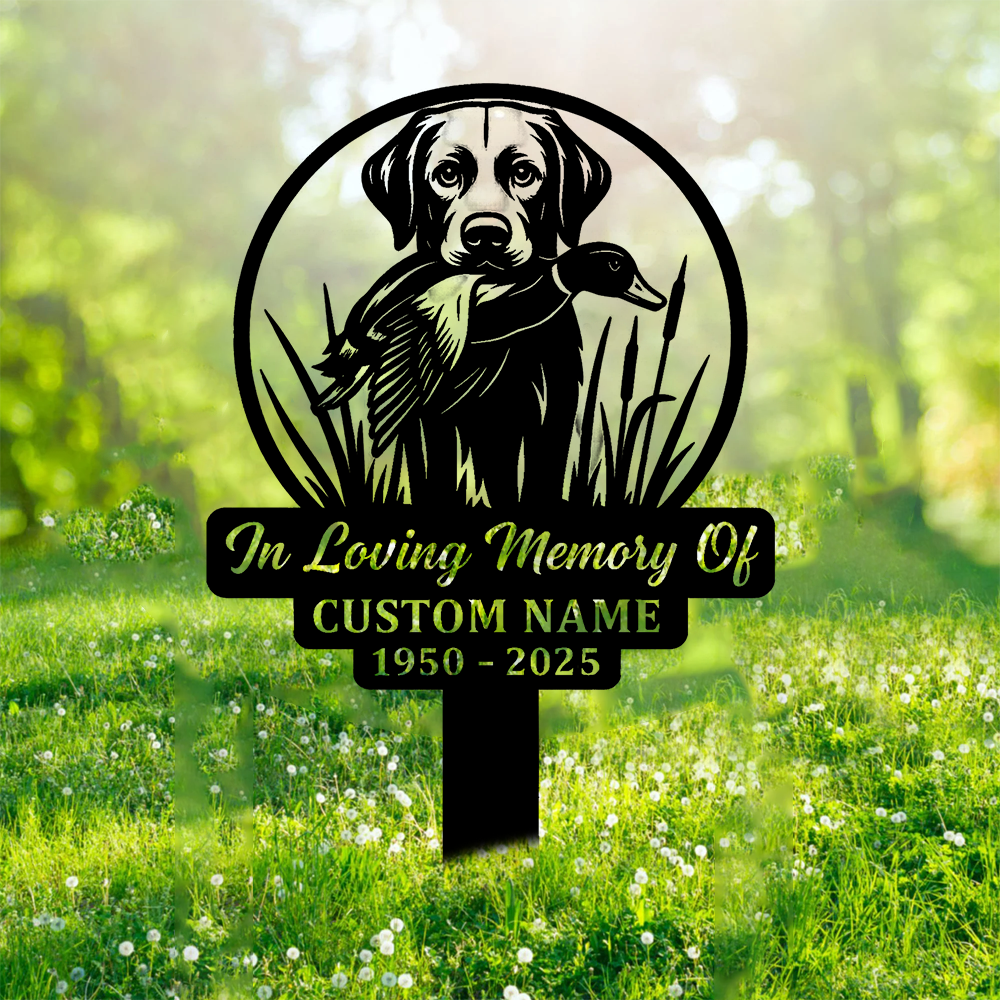 Personalized Hunting Dog Memorial Metal Sign – In Loving Memory Grave Marker