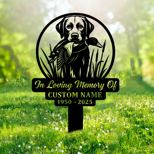 Personalized Hunting Dog Memorial Metal Sign – In Loving Memory Grave Marker