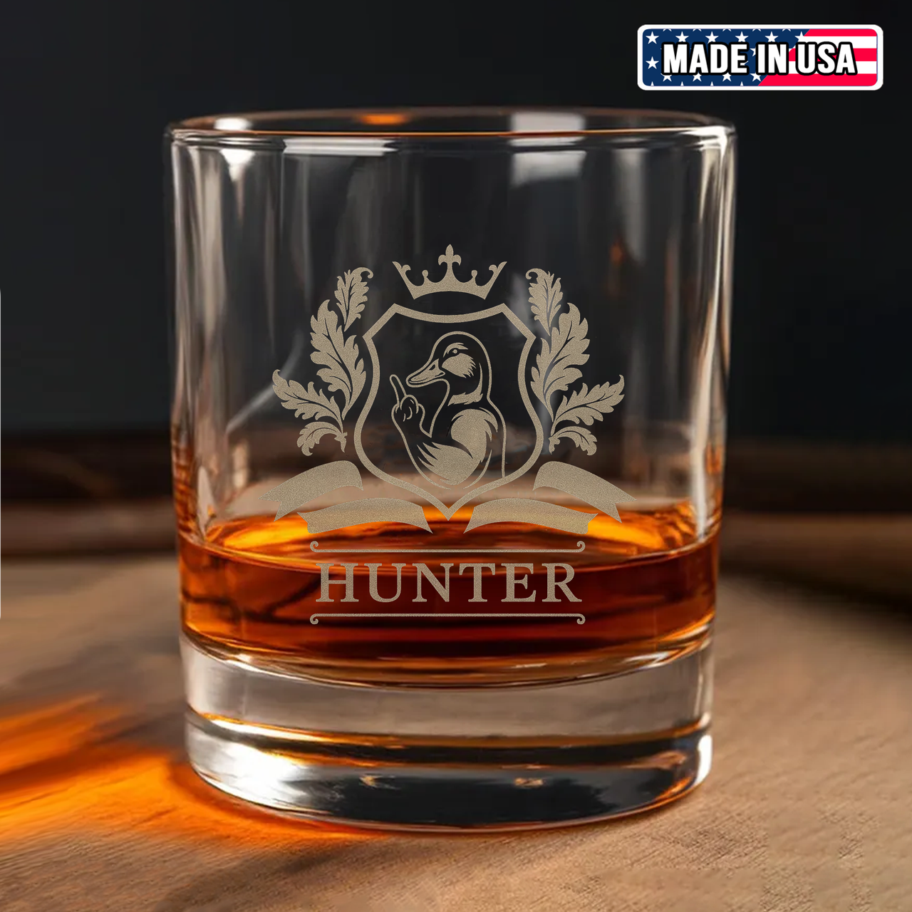 Luxury Hunter’s Whiskey Decanter & Glass Set – Engraved Duck Glassware, Unique Gift for Men & Hunting Lovers