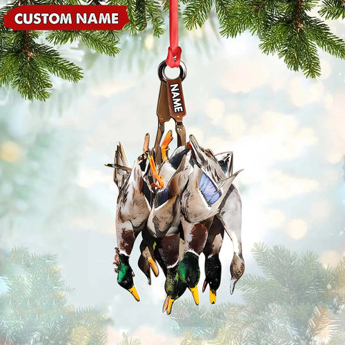 Custom Duck Hunting Acrylic Ornament – Personalized Waterfowl Christmas Decoration