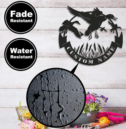 Personalized Duck Hunting Metal Sign WITH LED/WITHOUT LED – Flying Waterfowl Wall Art