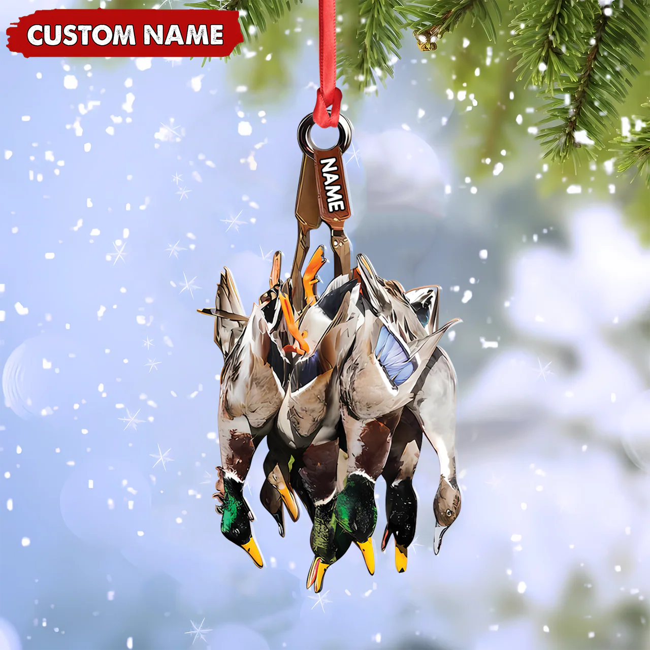 Custom Duck Hunting Acrylic Ornament – Personalized Waterfowl Christmas Decoration