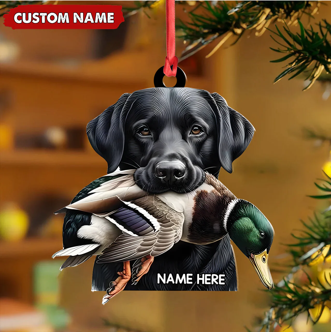 Custom Name Dog Christmas Tree Ornament