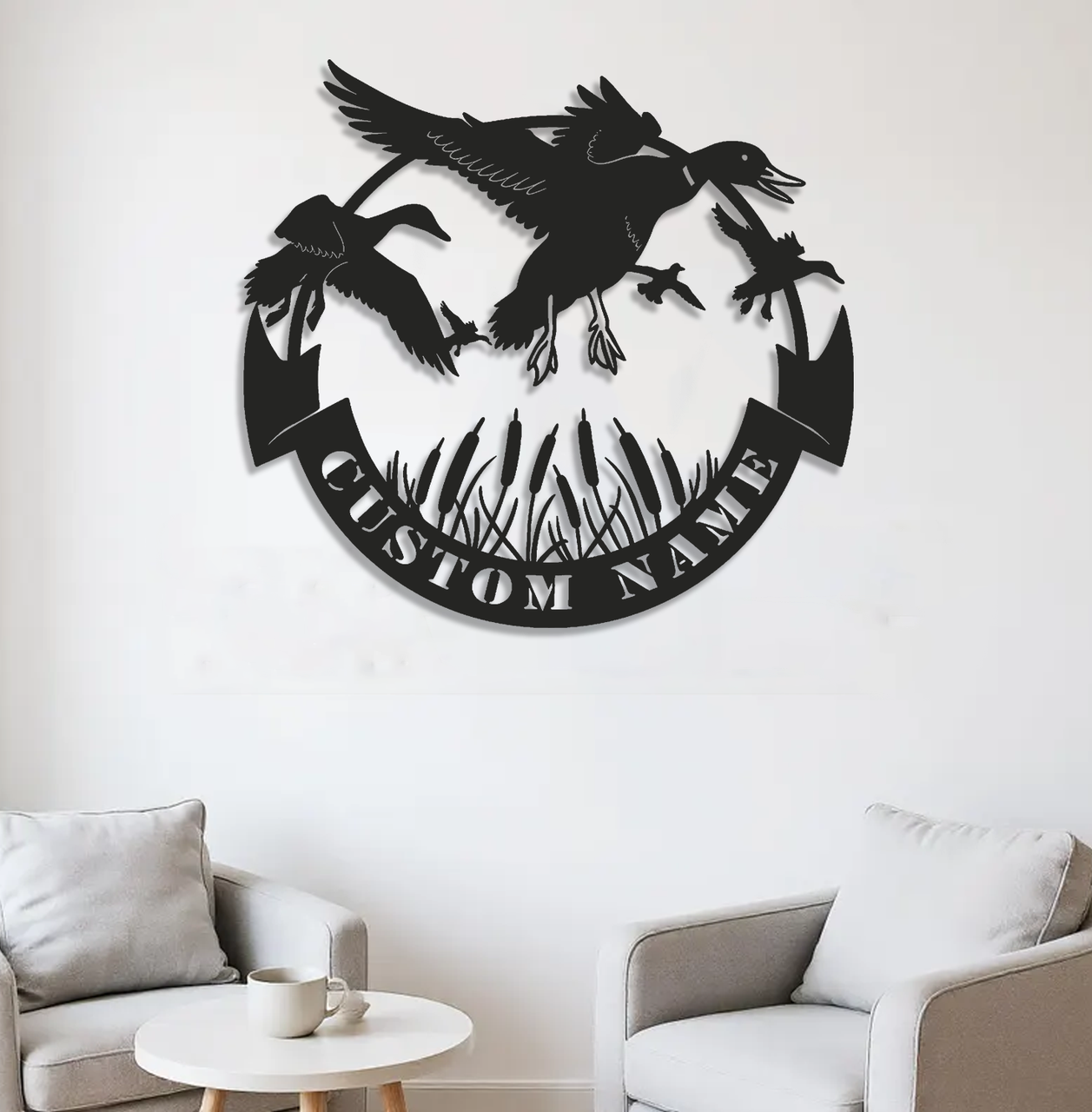 Personalized Duck Hunting Metal Sign WITH LED/WITHOUT LED – Flying Waterfowl Wall Art