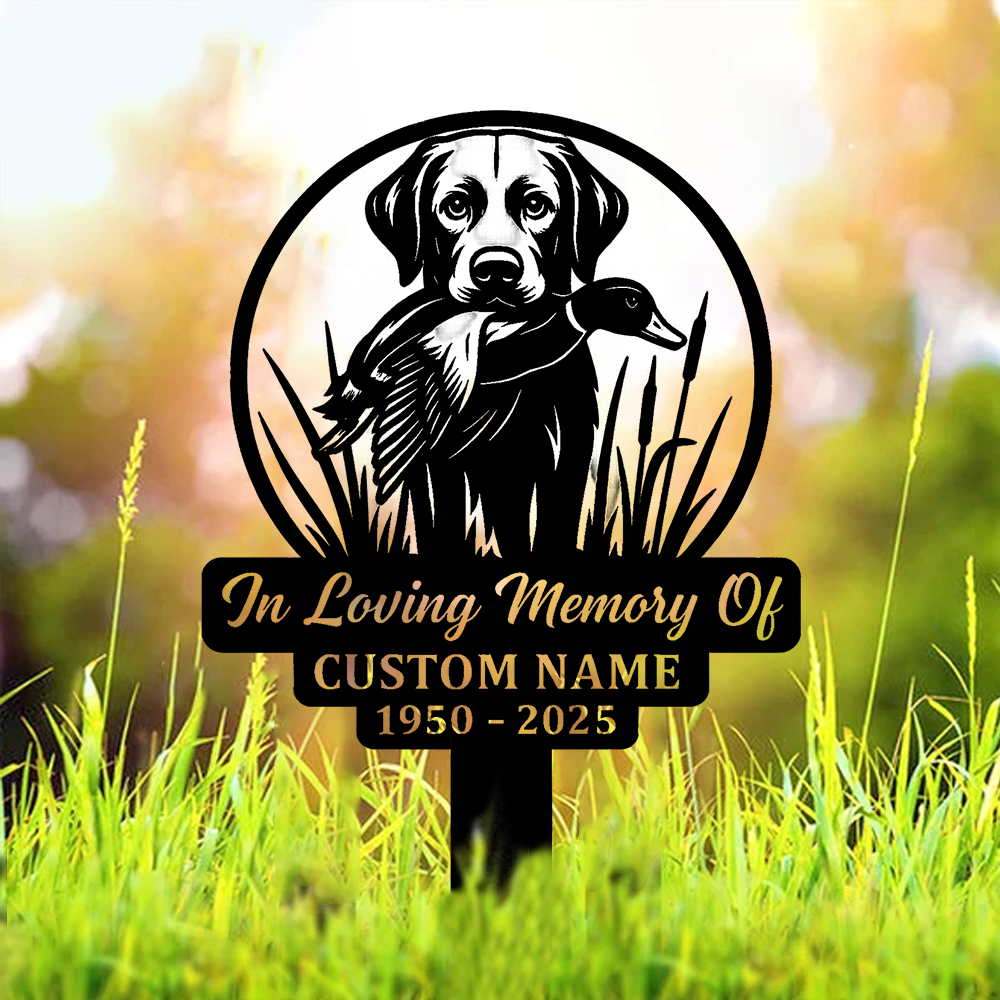 Personalized Hunting Dog Memorial Metal Sign – In Loving Memory Grave Marker