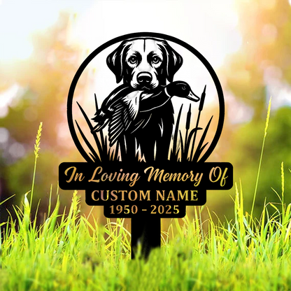 Personalized Hunting Dog Memorial Metal Sign – In Loving Memory Grave Marker