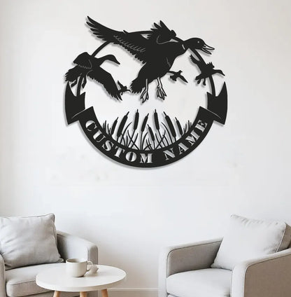 Personalized Duck Hunting Metal Sign WITH LED/WITHOUT LED – Flying Waterfowl Wall Art