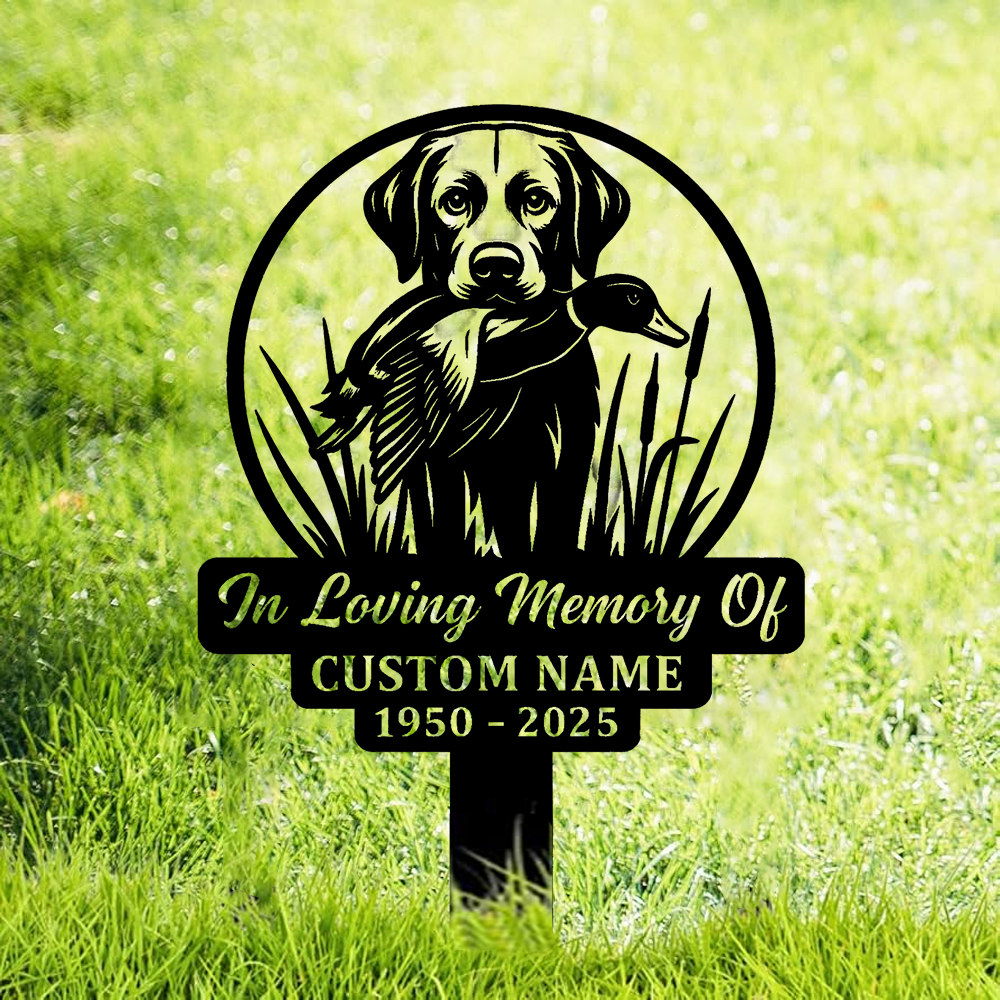 Personalized Hunting Dog Memorial Metal Sign – In Loving Memory Grave Marker