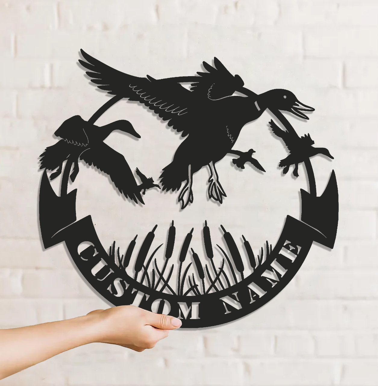 Personalized Duck Hunting Metal Sign WITH LED/WITHOUT LED – Flying Waterfowl Wall Art