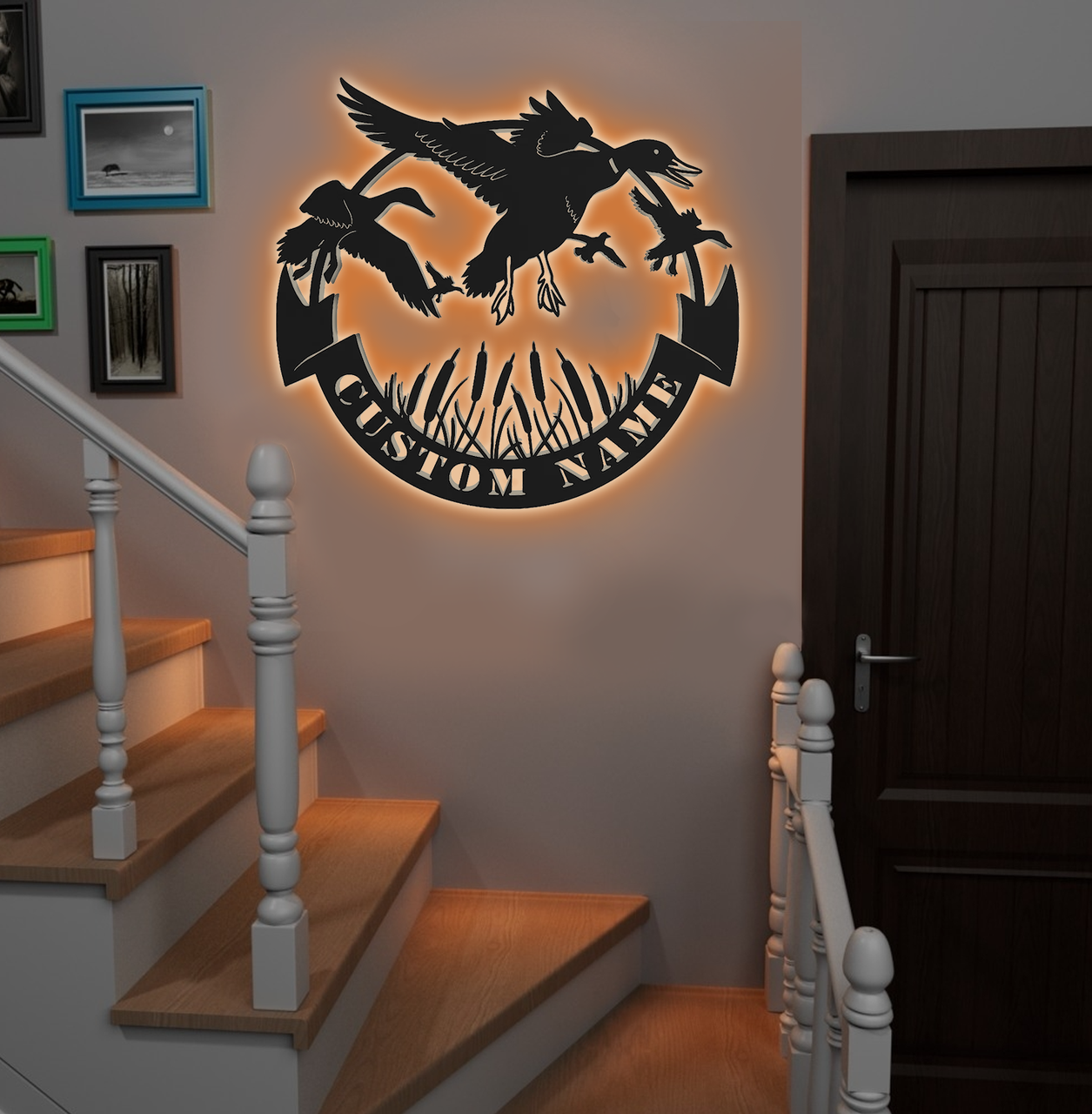 Personalized Duck Hunting Metal Sign WITH LED/WITHOUT LED – Flying Waterfowl Wall Art