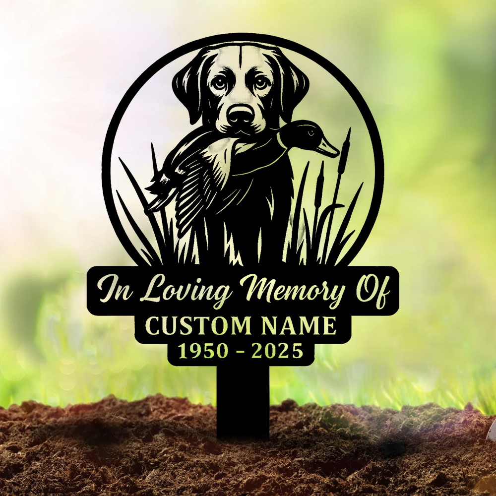 Personalized Hunting Dog Memorial Metal Sign – In Loving Memory Grave Marker