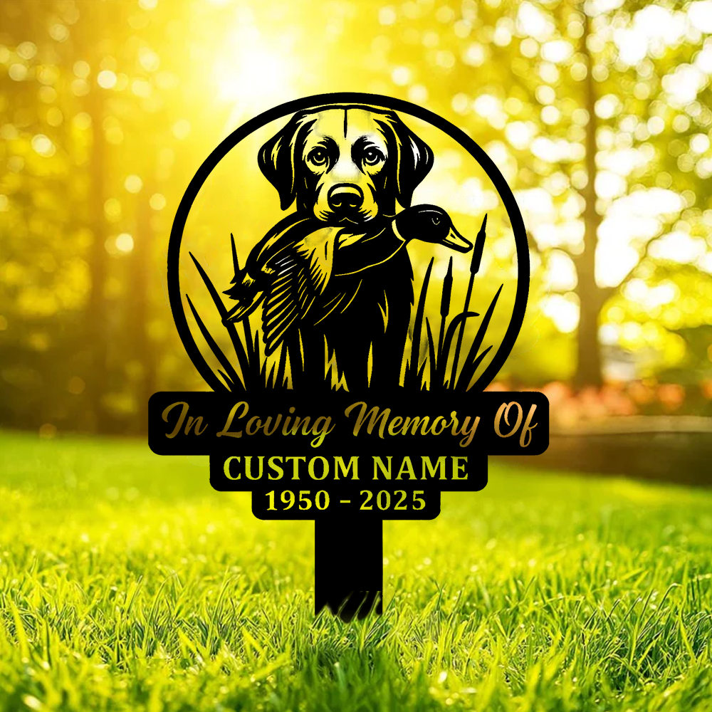 Personalized Hunting Dog Memorial Metal Sign – In Loving Memory Grave Marker