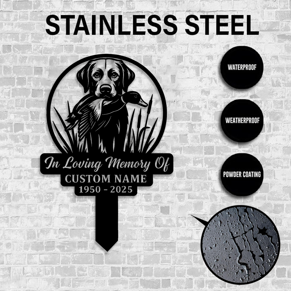 Personalized Hunting Dog Memorial Metal Sign – In Loving Memory Grave Marker