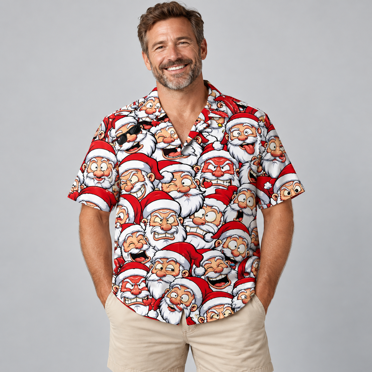 Festive Santa Head christmas Hawaiian Shirt VC26109