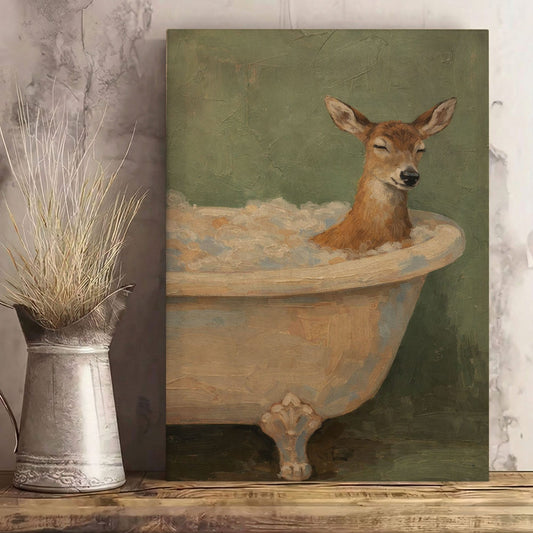 Peaceful Deer Bathing – Whimsical Bathroom Wall Art