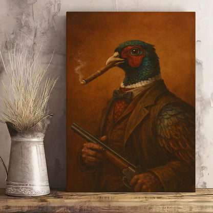 Pheasant Gentleman Smoking Cigar Classic Animal Art