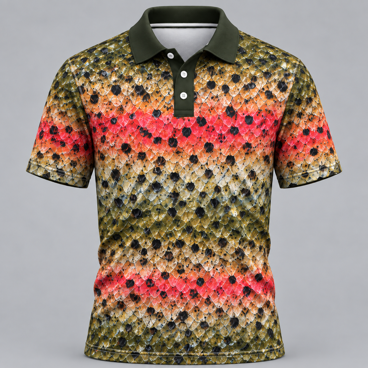Trout Fish Scale Camo Fishing Polo ShirtVCE051028