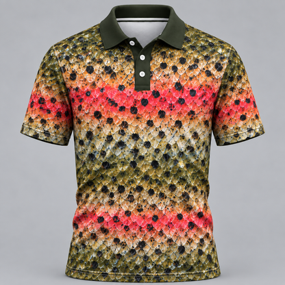 Trout Fish Scale Camo Fishing Polo ShirtVCE051028