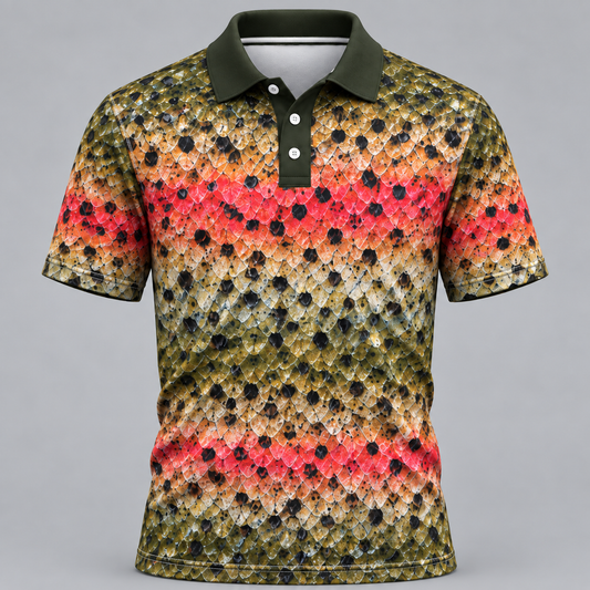 Trout Fish Scale Camo Fishing Polo ShirtVCE051028