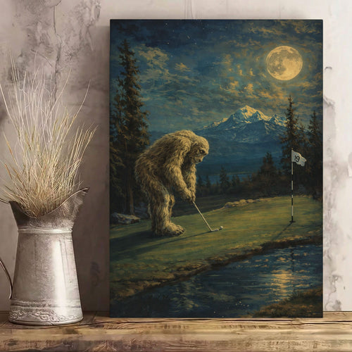 Sasquatch Golfing Art Print: Bigfoot "Bogey Putt