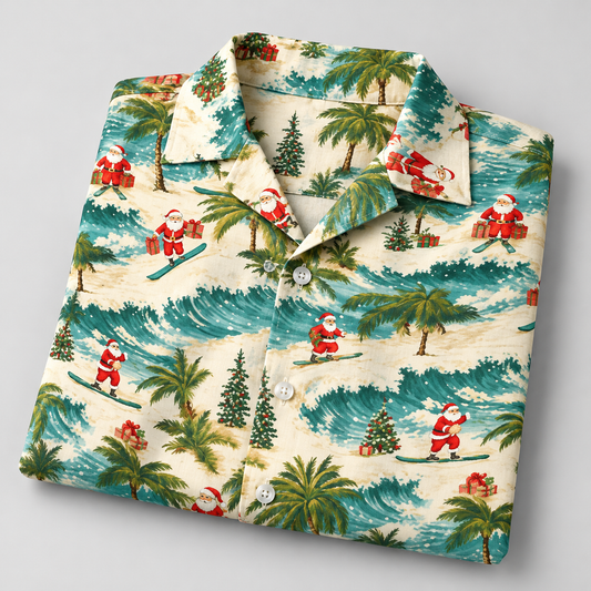 Santa Tropical Christmas surf Hawaiian shirt VC231001