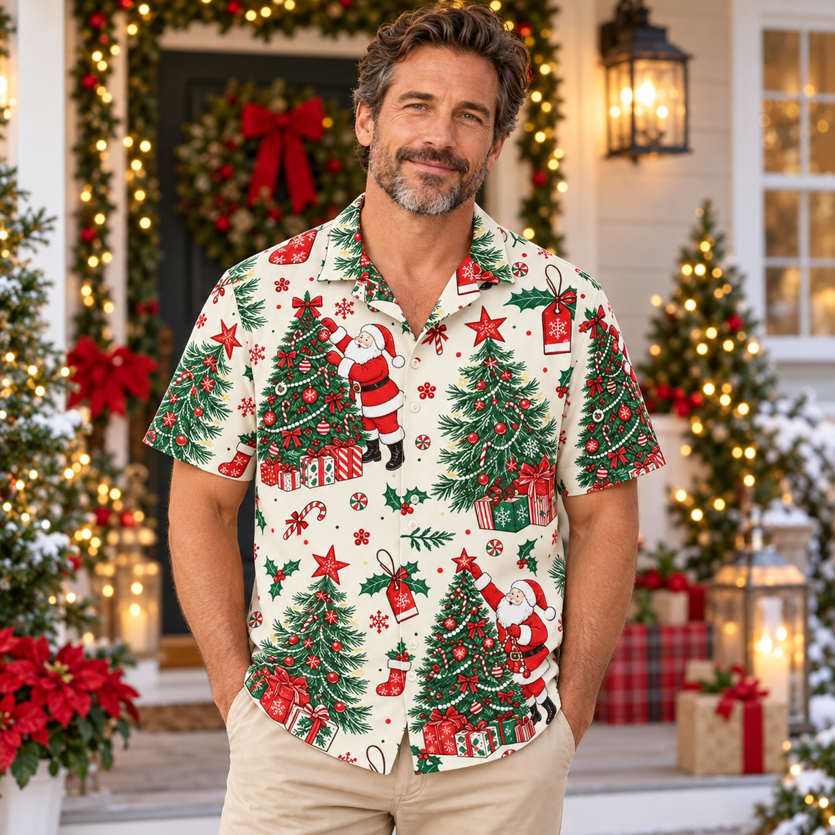 Vintage Santa Tree Christmas Hawaiian Shirt VC26103