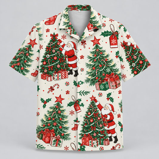 Vintage Santa Tree Christmas Hawaiian Shirt VC26103