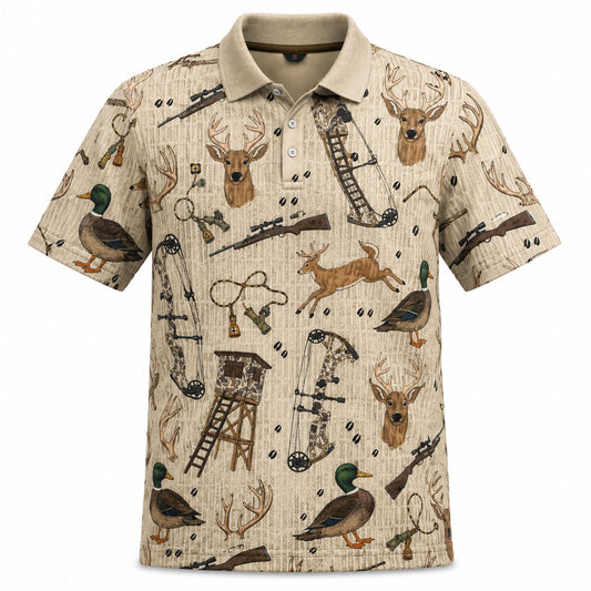 Deer Whitetail Toile Hunting Polo Shirt VCP1001
